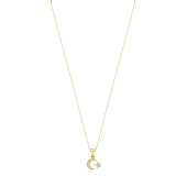 Lantisor aur 14K luna cu stea si pietre 45 cm DiAmanti KP0338PG14K-BO15NG14K _45cm-AS